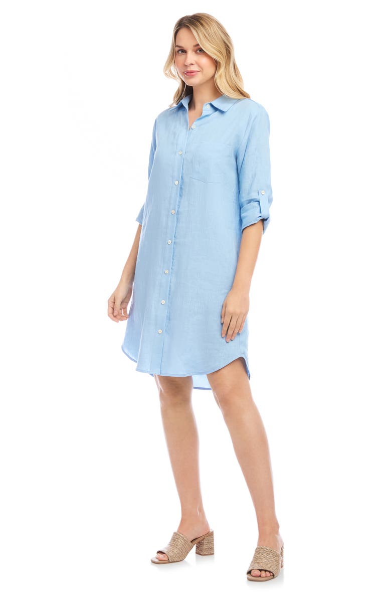 Karen Kane Long Sleeve Linen Shirtdress, Alternate, color, 