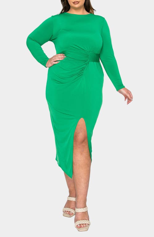 L I V D Estelle Ruched Body-con Midi Dress In Kelly Green