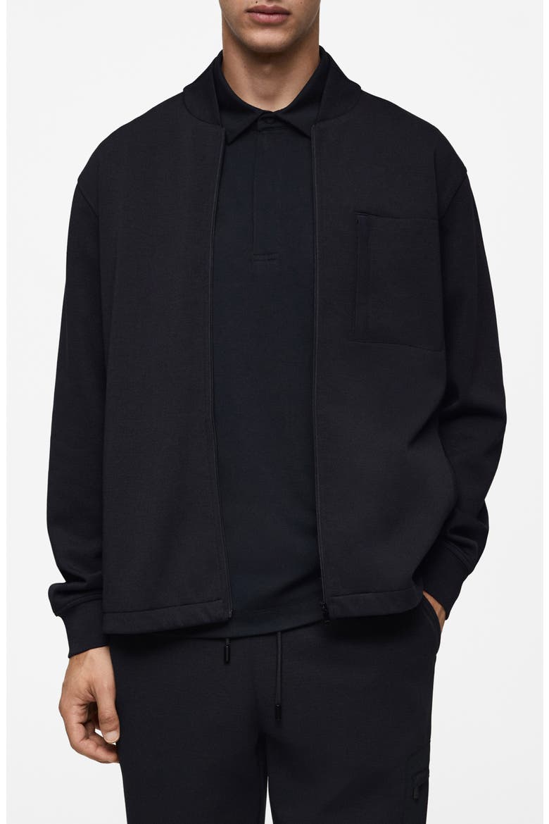 Sweatshirt Bomber Jacket, Main, color, DARK NAVY