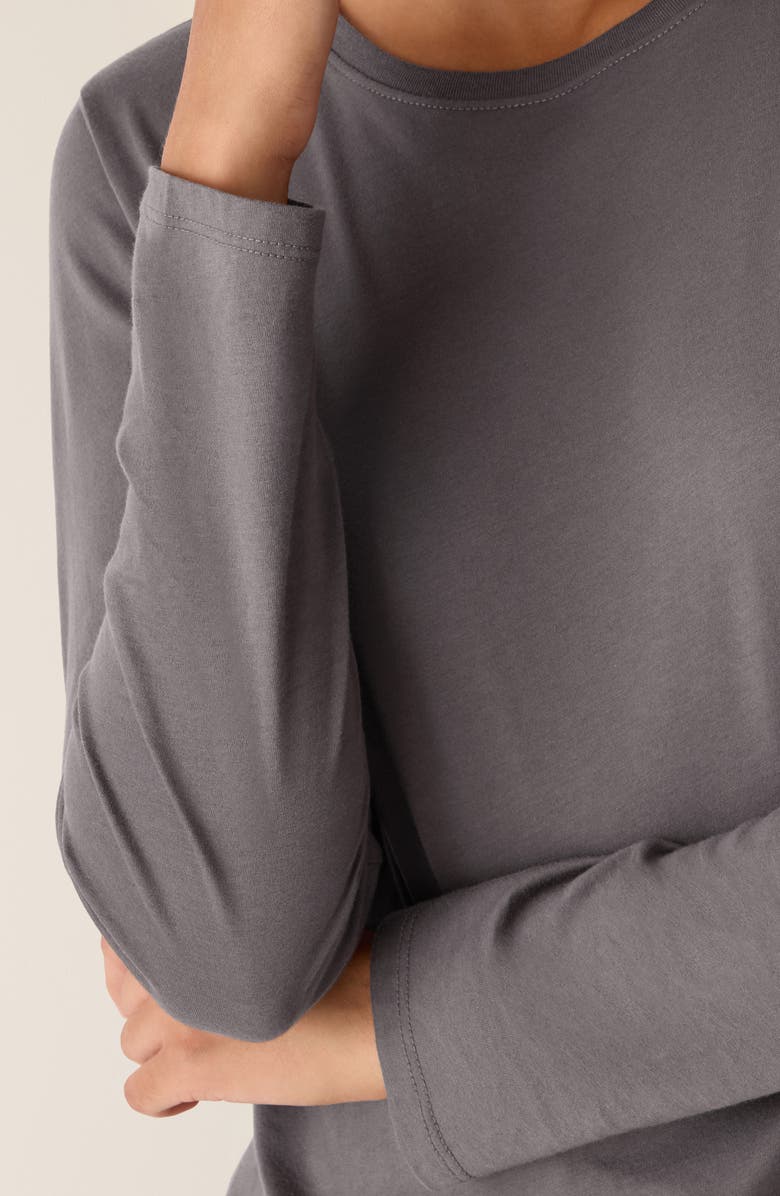 Eileen Fisher Organic Cotton Long Sleeve T-Shirt, Alternate, color, Rye