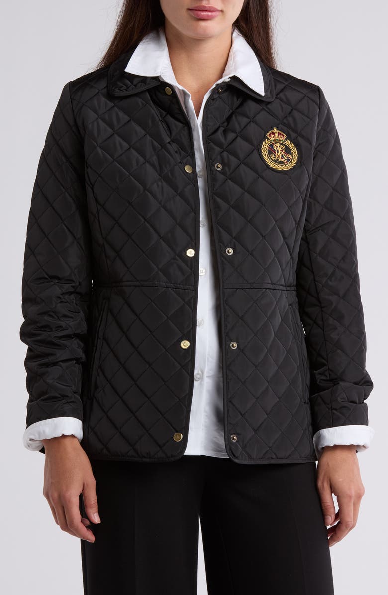 Lauren Ralph Lauren Logo Crest Quilted Jacket, Main, color, 