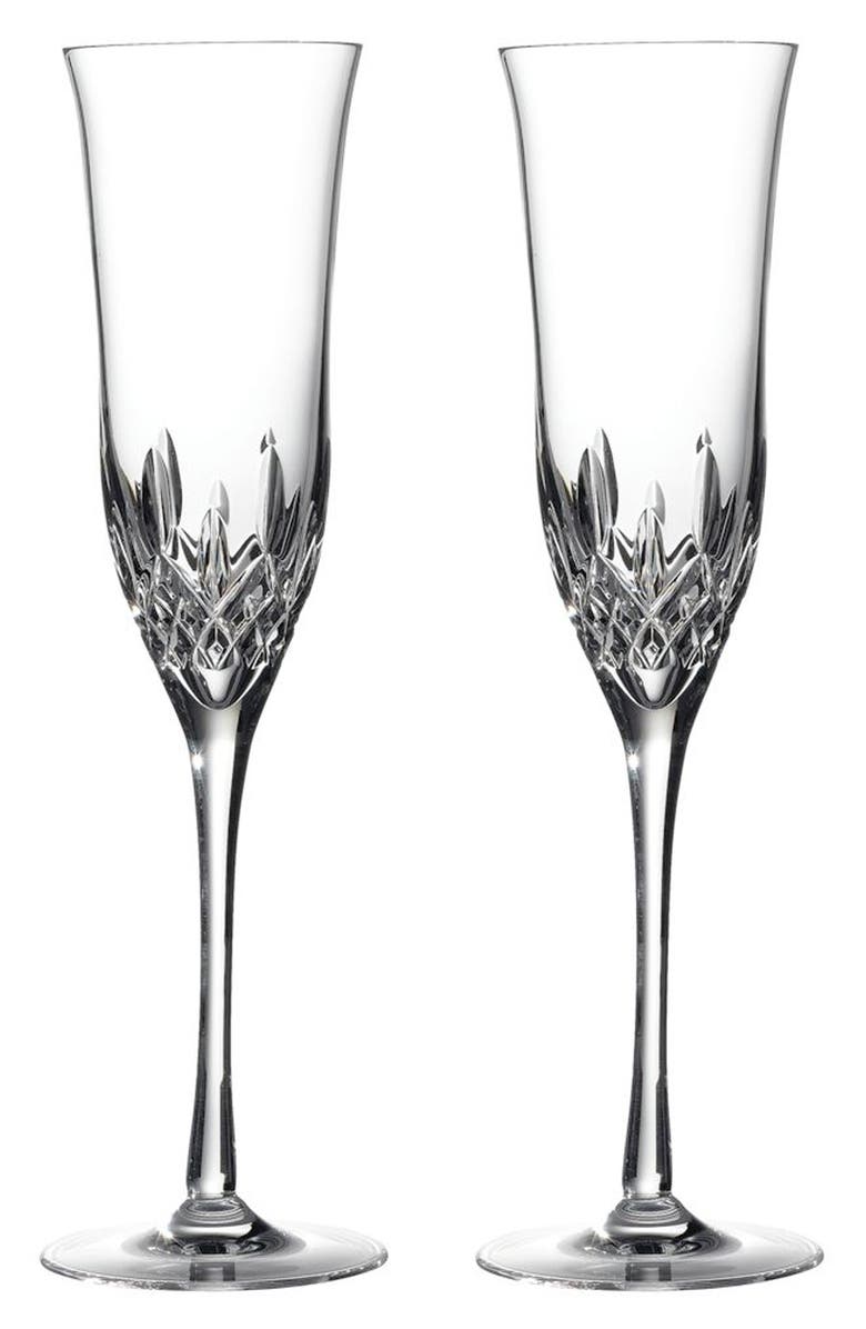 Waterford Lismore Essence Set of 2 Lead Crystal Champagne Flutes, Alternate, color, Clear