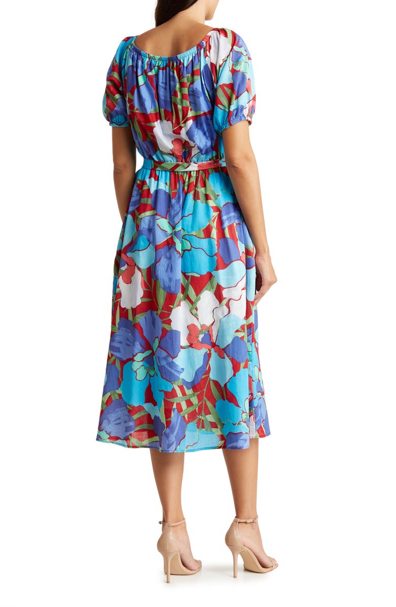 Maggy London V-Neck Tie Waist Midi Dress, Alternate, color,