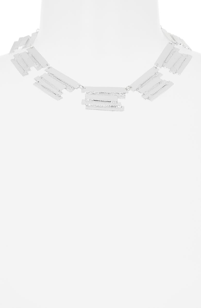 Karine Sultan Brushed Bar Statement Necklace, Alternate, color, Silver