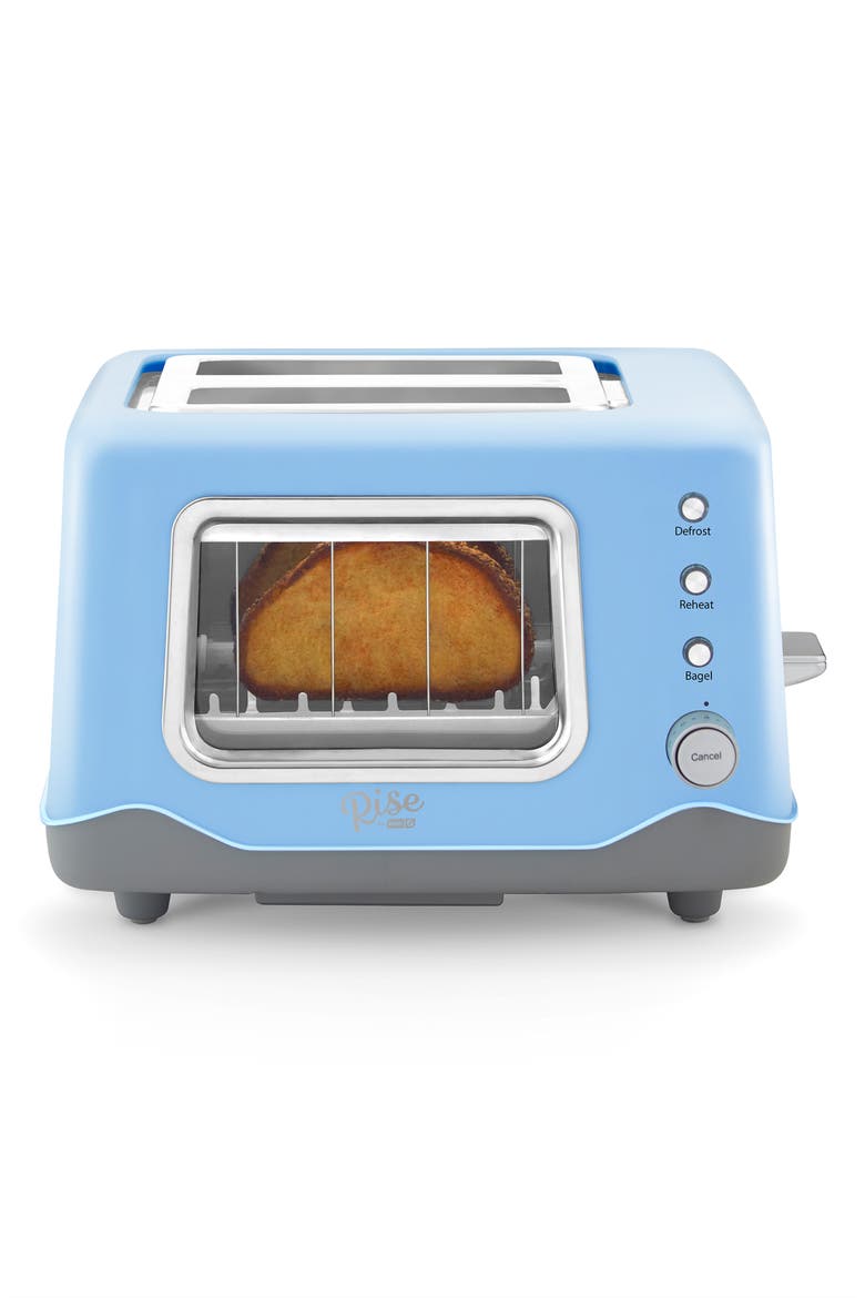 Rise by Dash 2-Slice Clear View Toaster, Alternate, color, BLUE