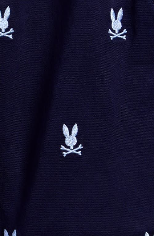 Shop Psycho Bunny Kids' Wills Embroidered Bunnies Drawstring Shorts In Evening Blue