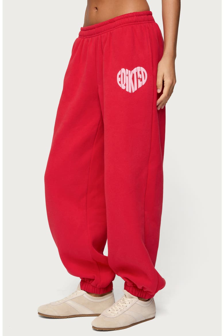 Major Love Fleece Logo Graphic Sweatpants, Alternate, color, RED