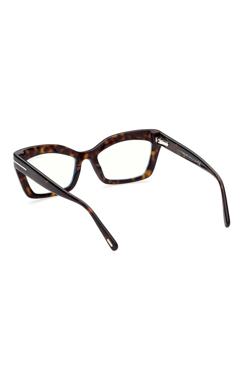 54mm Cat Eye Blue Light Blocking Glasses, Alternate, color, DARK HAVANA