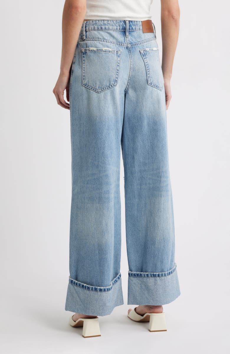 HIDDEN JEANS Distressted Cuff Wide Leg Jeans, Alternate, color, Med.wash