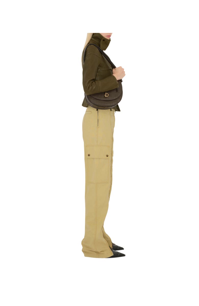 Burberry Cotton Linen Zip Trousers, Alternate, color, Hay/Artichoke