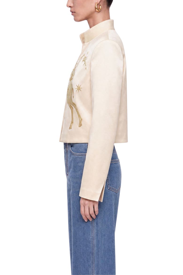Embroidered Cropped Jacket, Alternate, color, Gold