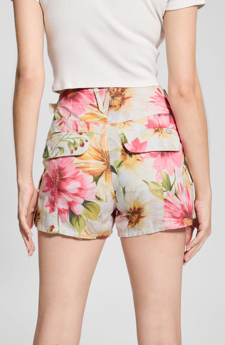 GUESS Amara Cargo Shorts, Alternate, color, Green Plant Multi