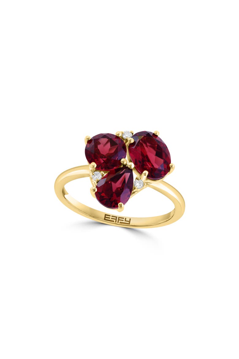 Garnet & Diamond Ring - 0.04ct., Main, color, RED