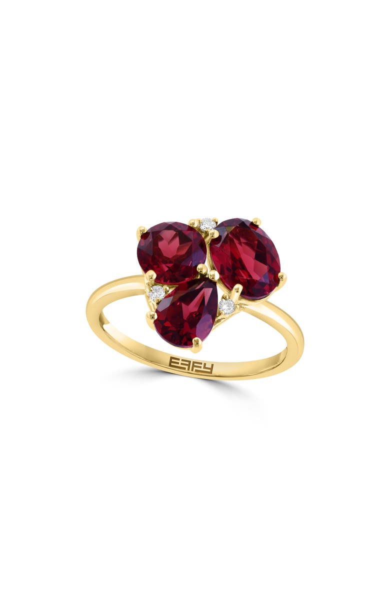 EFFY Garnet & Diamond Ring - 0.04ct., Main, color, Red