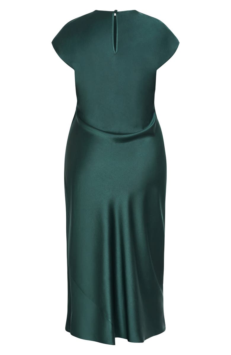 City Chic Beatrix Twist Satin Maxi Dress, Alternate, color, Forest