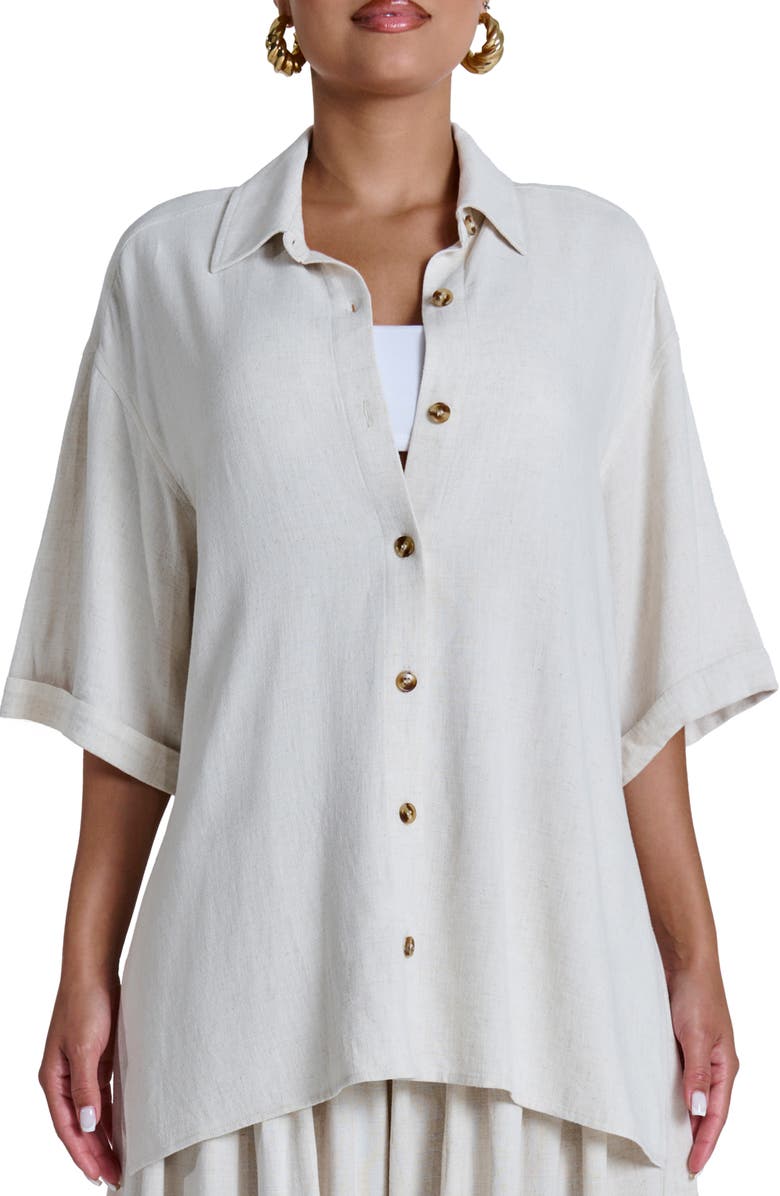 Naked Wardrobe Cotton & Linen Shirt, Main, color, 