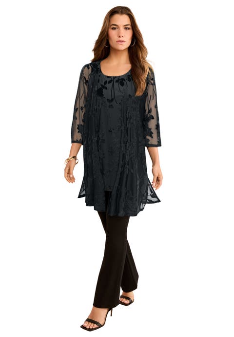 Velvet Burnout Cardigan Twinset (plus)