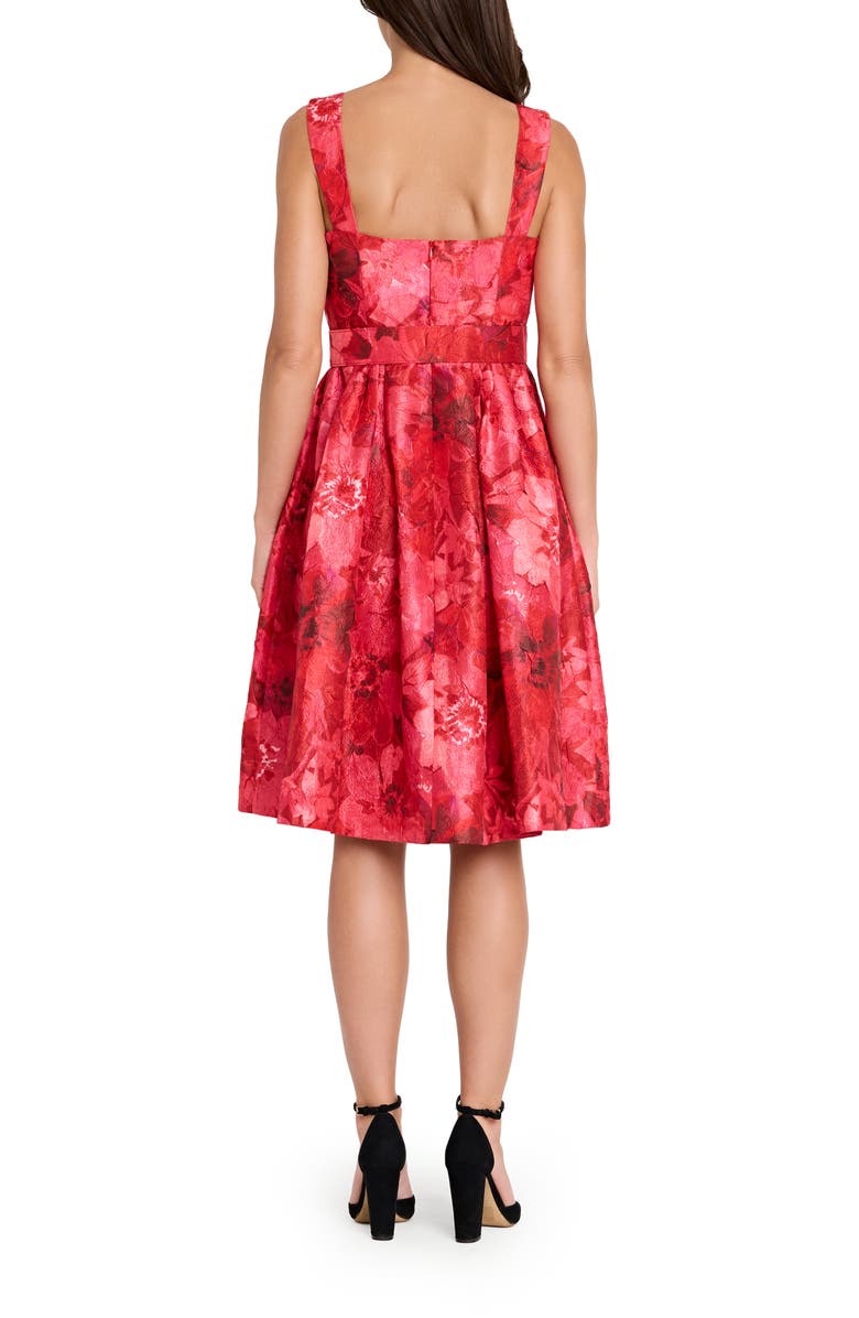 Tahari ASL Floral Crinkle Belted Sleeveless Dress, Alternate, color, 