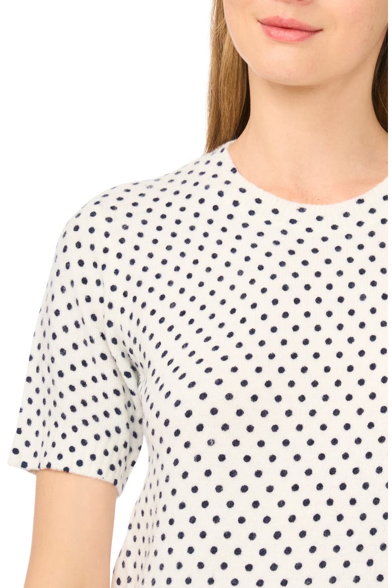 Polka Dot Short Sleeve Sweater, Alternate, color, CLASSIC NAVY