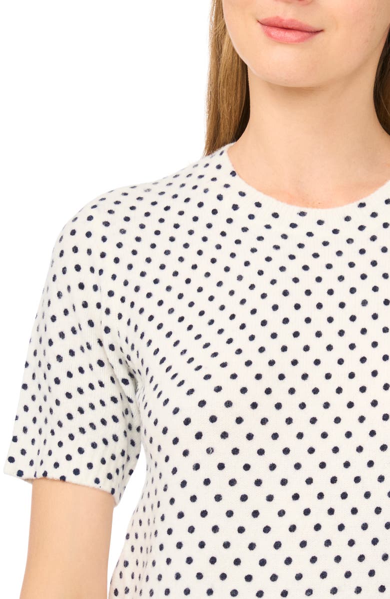 Ted Baker Polka Dot Short Sleeve Sweater, Alternate, color, Classic Navy