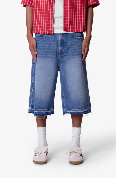 Ultra Baggy Raw Hem Denim Shorts