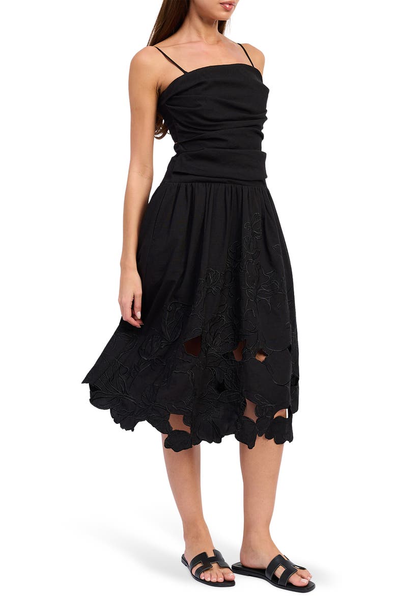 En Saison Mabel Embroidered Midi Dress, Alternate, color, Black