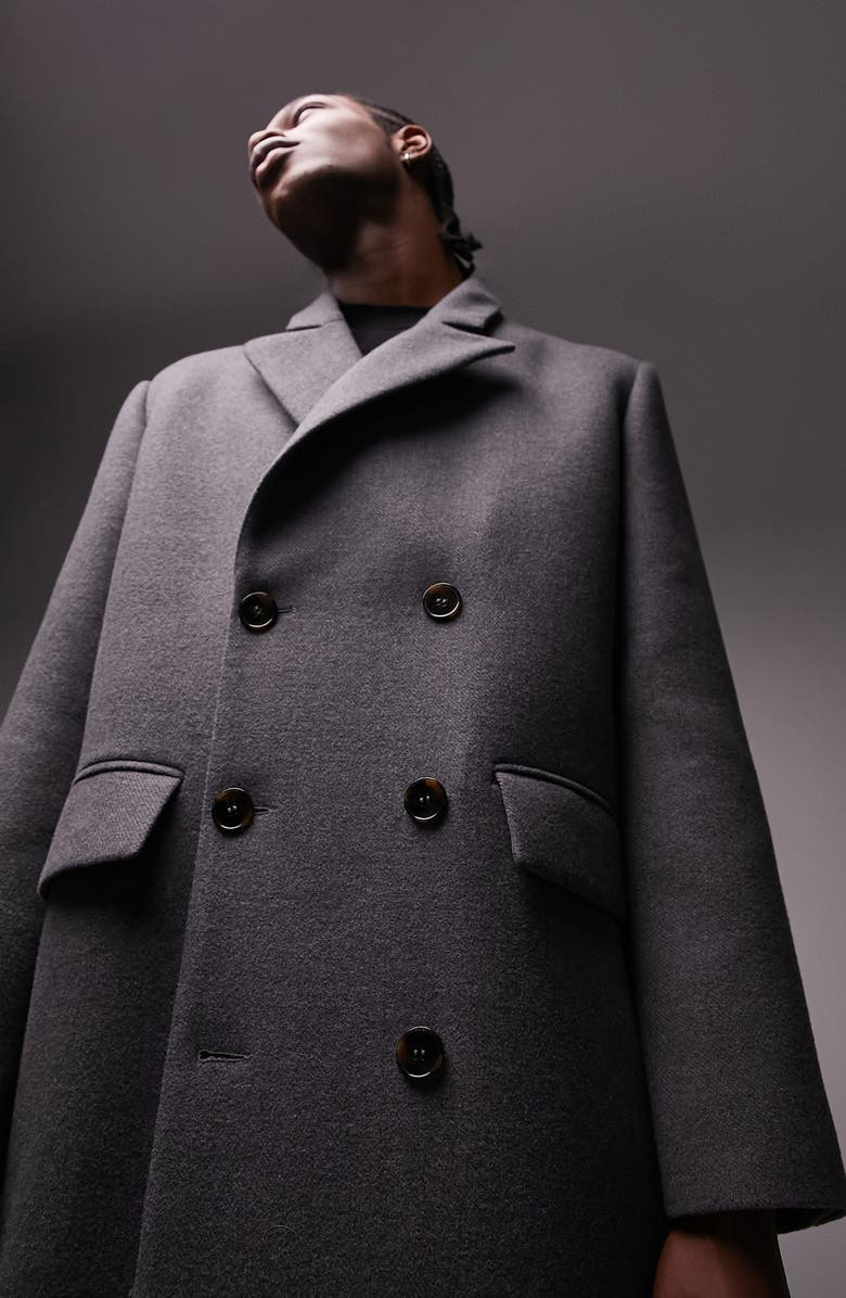 Topman Longline Overcoat, Alternate, color, 