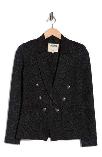 L'agence Kenzie Metallic Double Breasted Knit Blazer