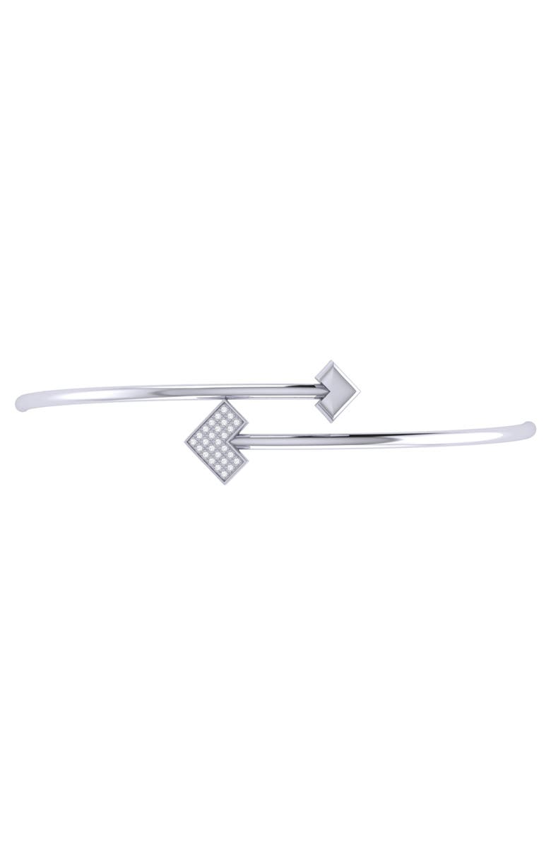 LuvMyJewelry One Way Arrow Sterling Silver Diamond Bangle, Alternate, color, Silver