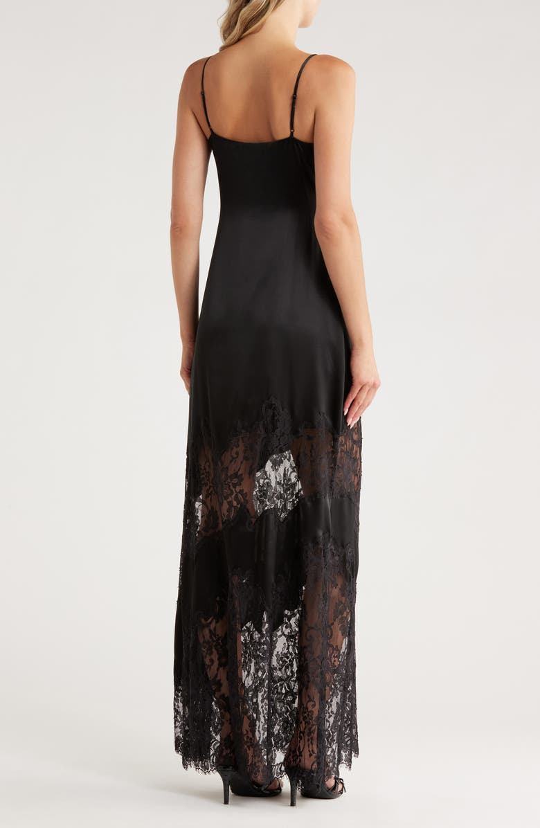 L'AGENCE Silvana Lace Inset Silk Gown, Alternate, color,