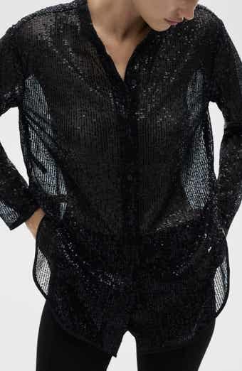 MANGO Xurano Sequin Button-Up Shirt