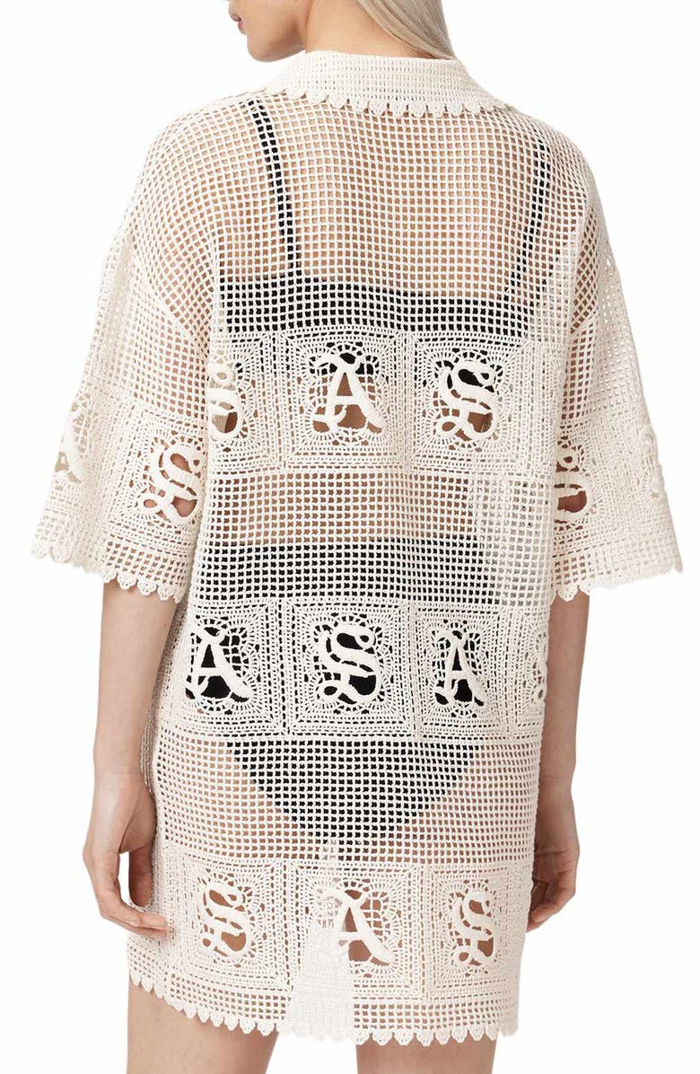 AllSaints Kyra Mesh Cover-Up Dress, Alternate, color, Chalk White