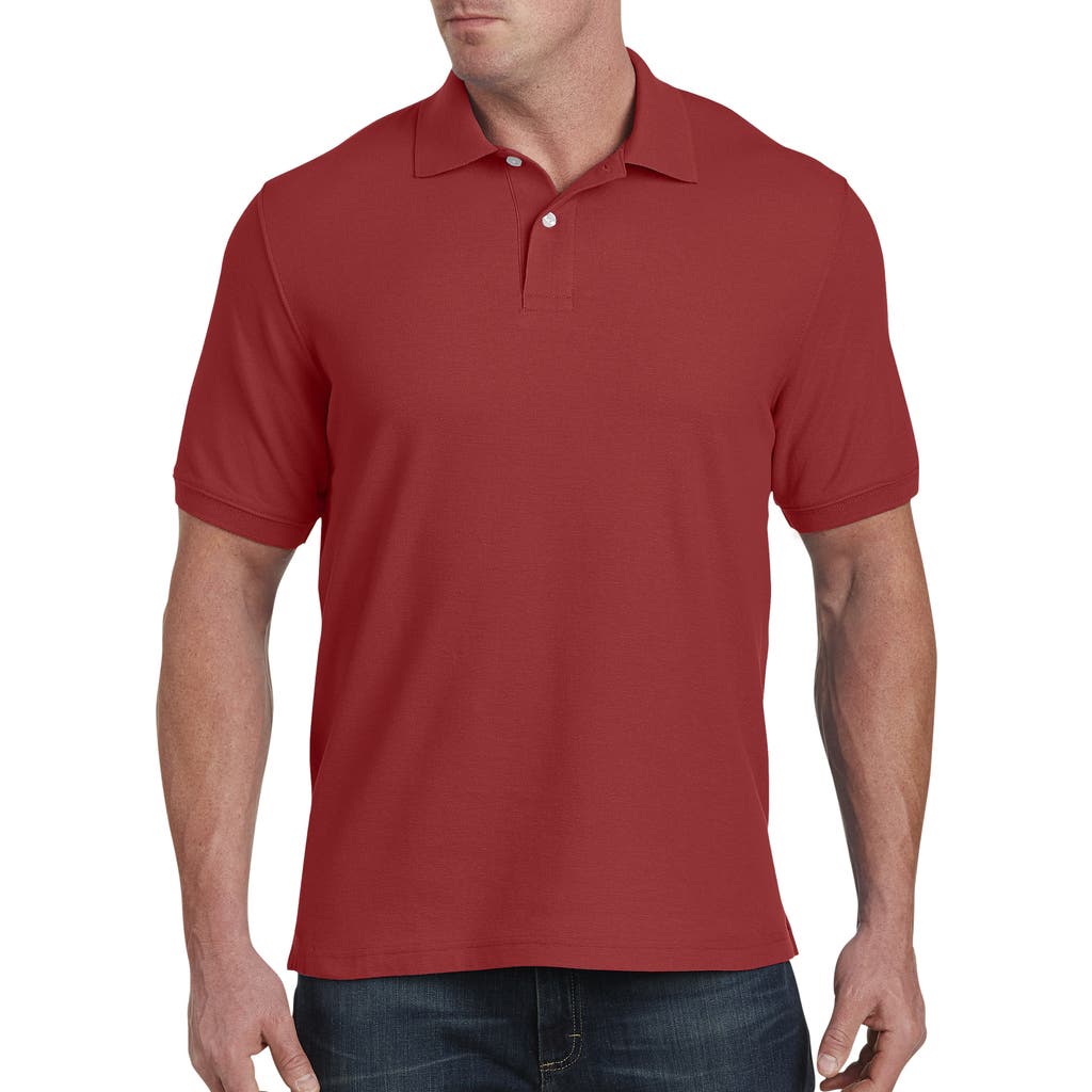 Harbor Bay By Dxl Big & Tall Piqué Polo Shirt In Red Dhalia