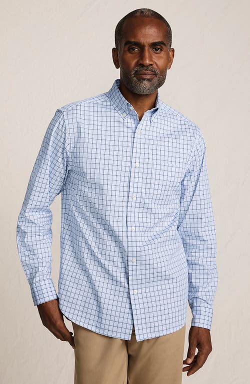 Lands' End Traditional Fit Long Sleeve Travel Kit Shirt in Clearlake Blue Plaid 