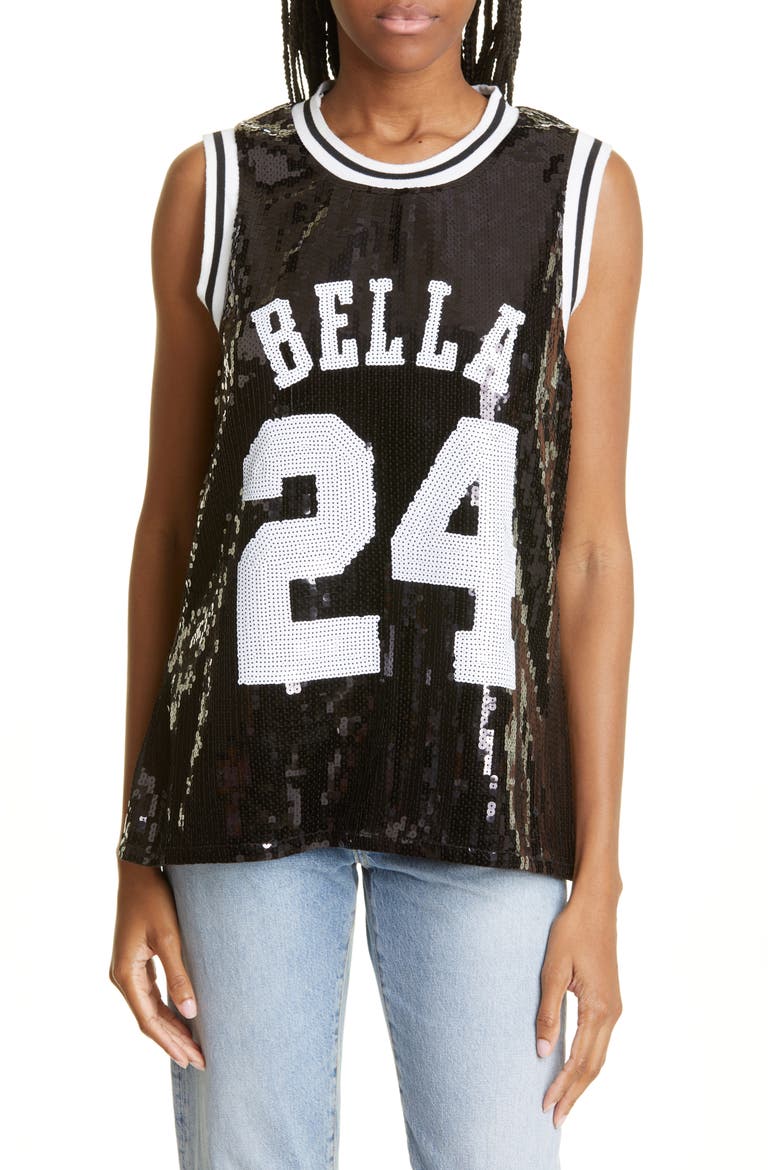 Sequin Jersey Tank, Main, color, BLACK