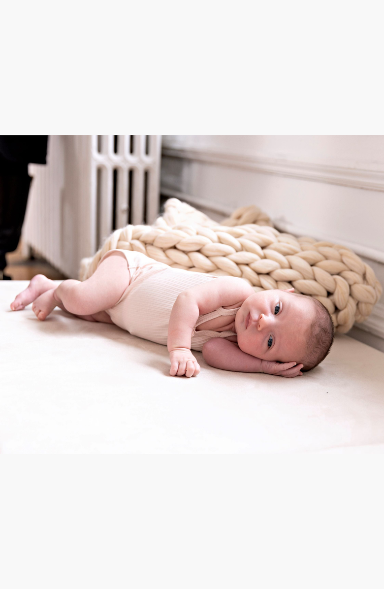 NoggiWear Ribbed Girls Bodysuit, Alternate, color, Mauve / White