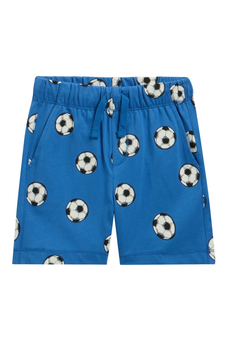 Kids' Soccer Ball Print Cotton Drawstring Shorts, Main, color, ROYAL BLUE