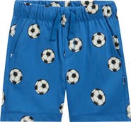 MILES THE LABEL Kids' Soccer Ball Print Cotton Drawstring Shorts