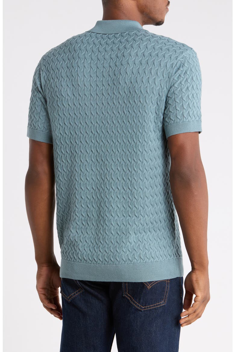 Cotton Cable Sweater Polo, Alternate, color, GOBLIN BLUE
