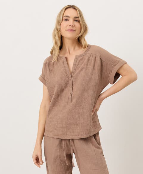 Organic Cotton Coastal Double Gauze Short Sleeve Popover