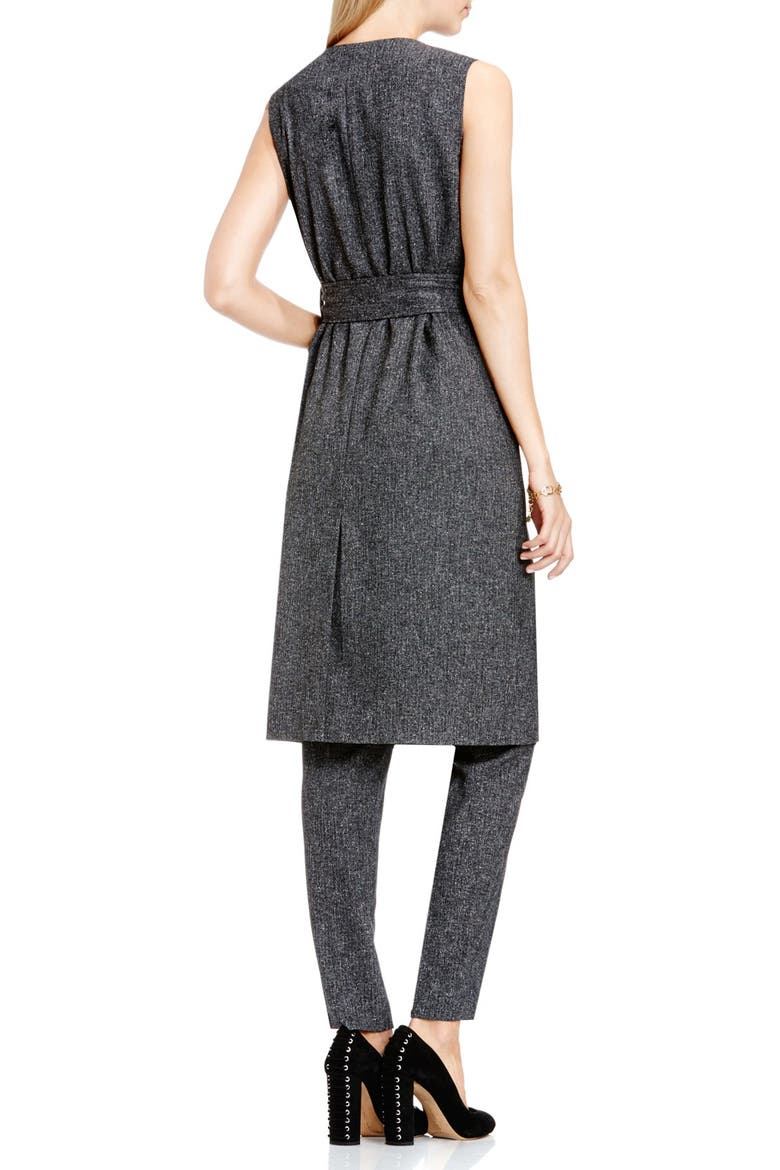 Belted Tweed Long Vest, Alternate, color, MEDIUM HEATHER GREY
