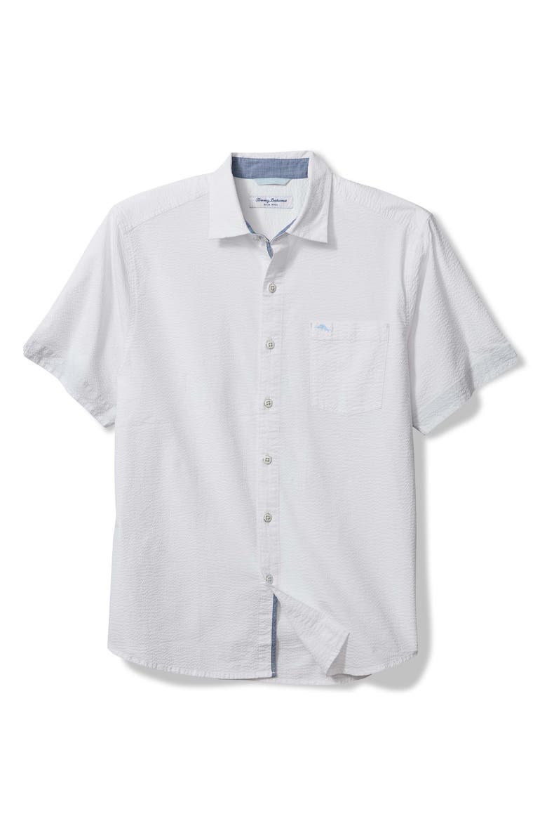 Tommy Bahama Nova Wave Short Sleeve Seersucker Button-Up Shirt, Main, color, White