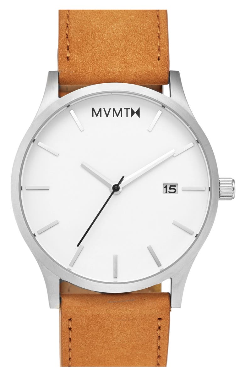 MVMT WATCHES MVMT Leather Strap Watch, 45mm, Main, color,