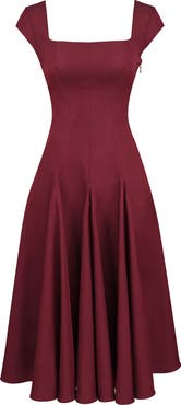 HOUSE OF CB Raise Square Neck Twill Midi Dress