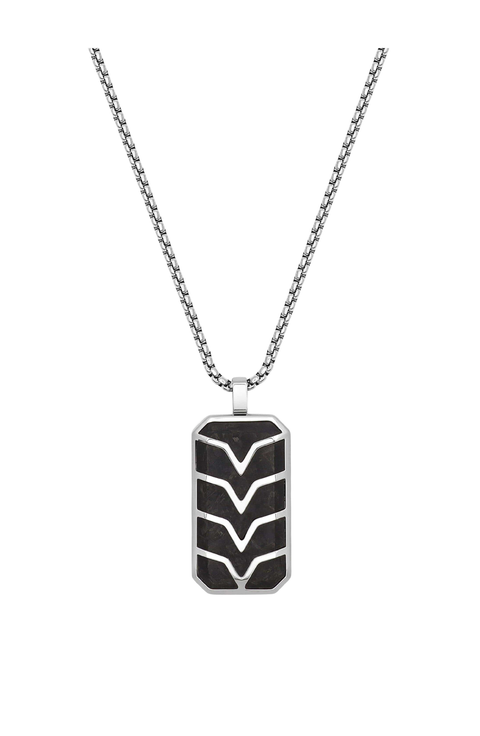 Forged Carbon Fiber Dog Tag Necklace With Chevron Detail
