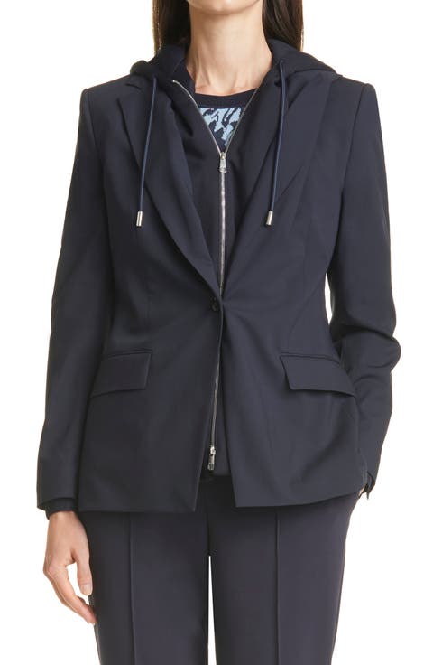 Joanita Mixed Media Hooded Blazer