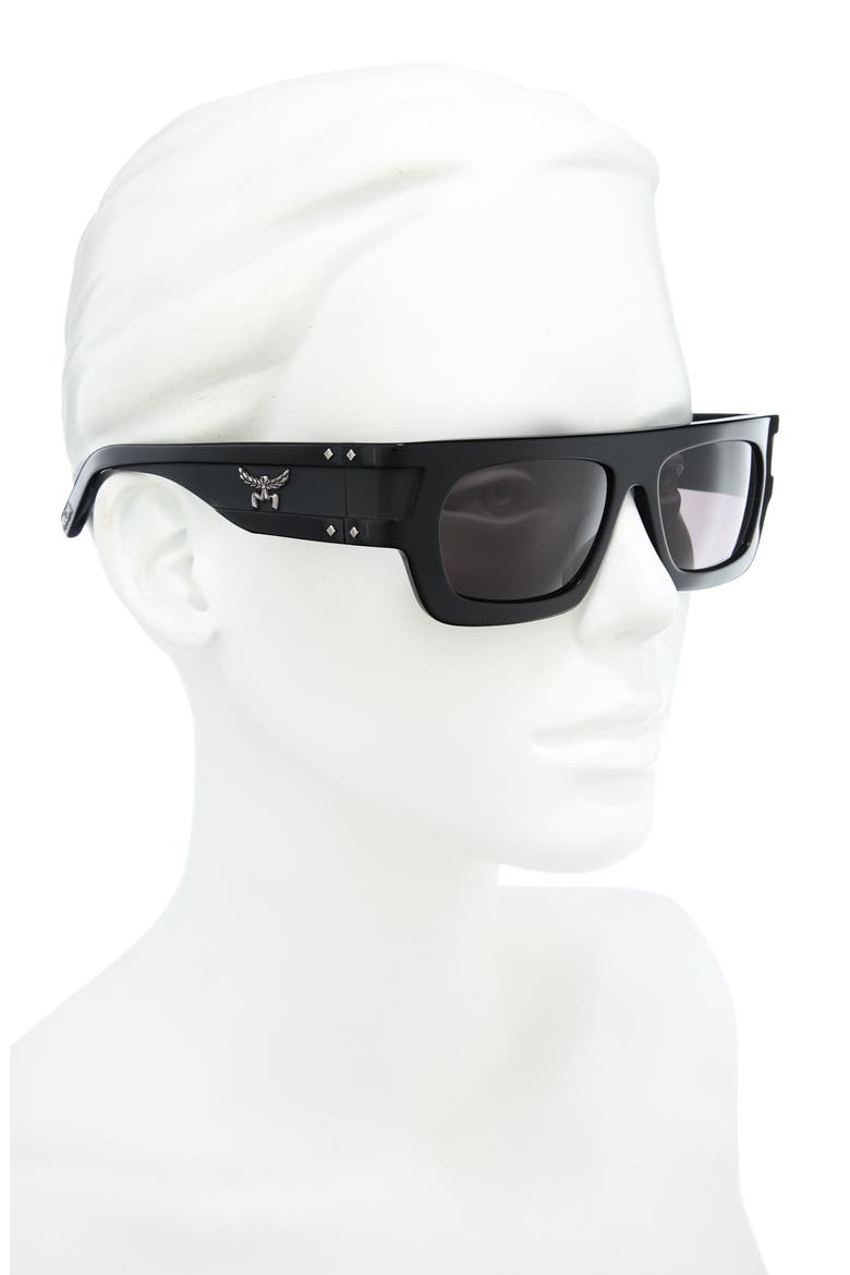 54mm Rectangular Sunglasses, Alternate, color, SHINY BLACK / SMOKE