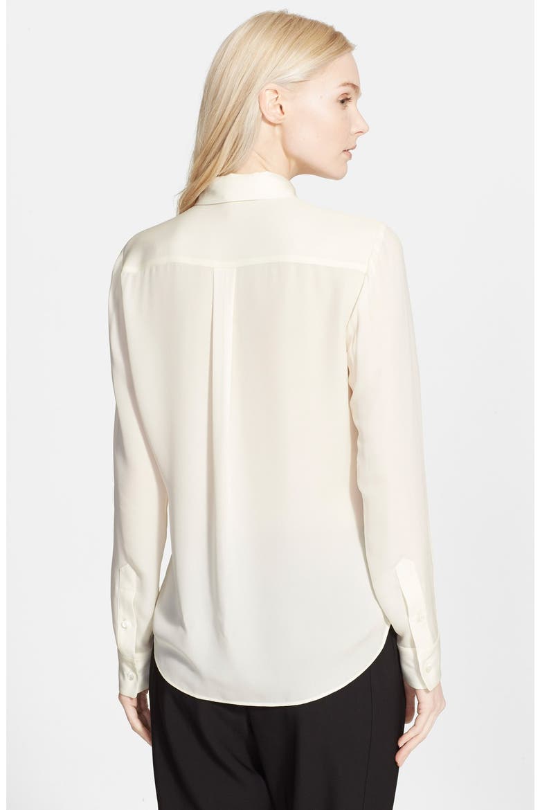 'Emmanuelle' Tie Front Silk Blouse, Alternate, color, IVORY