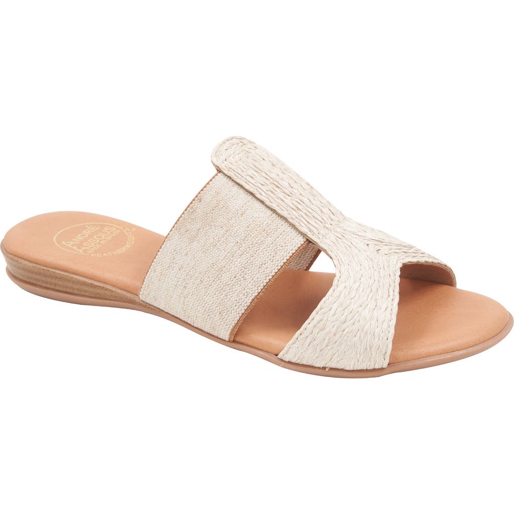Andre Assous André Assous Noor Raffia Slide Sandal In Beige Linen