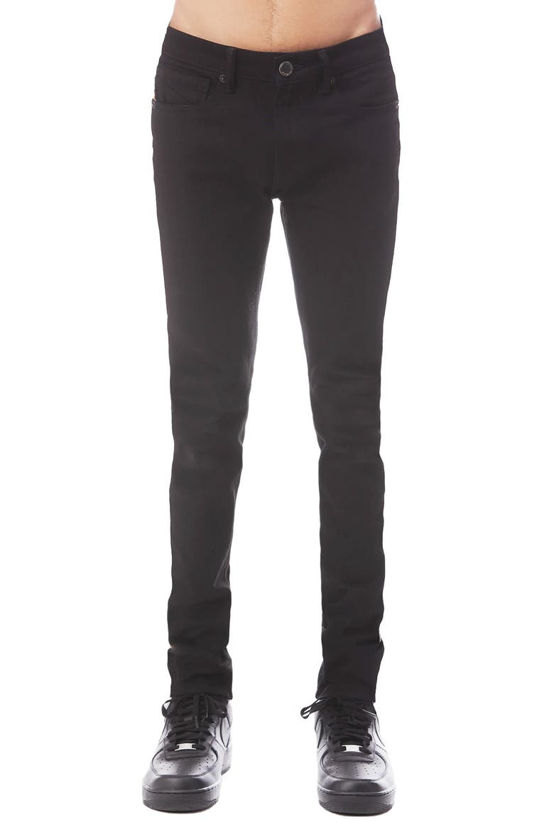 HVMAN Strat Super Skinny Stripe Jeans, Main, color, BLACK